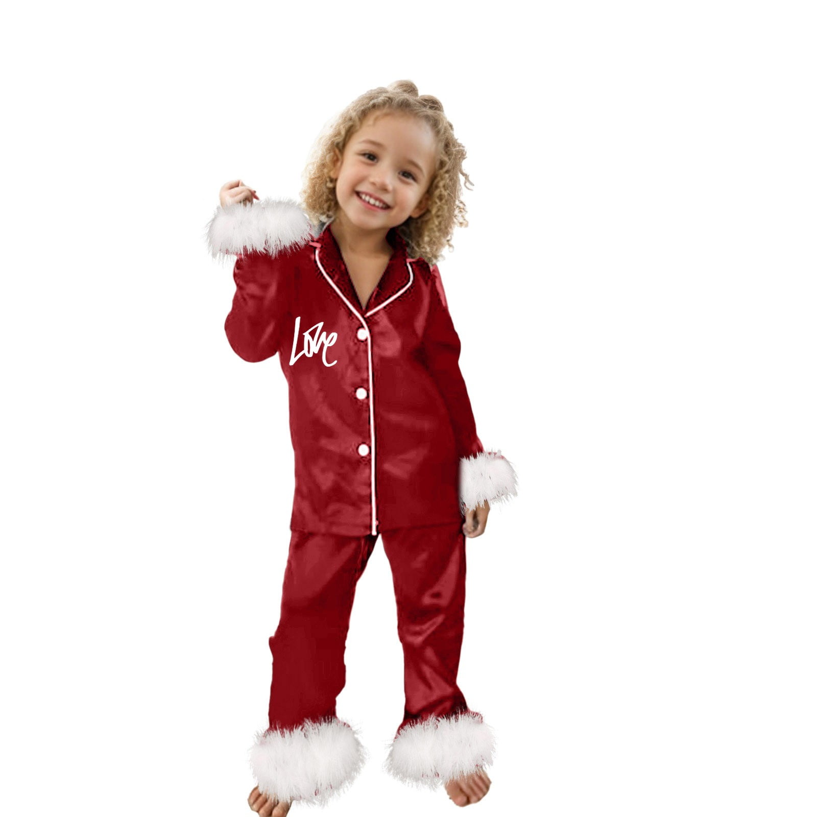 AJIWYH Toddler Silk Pajamas for Kids Cute Feather Trim Button Down ...