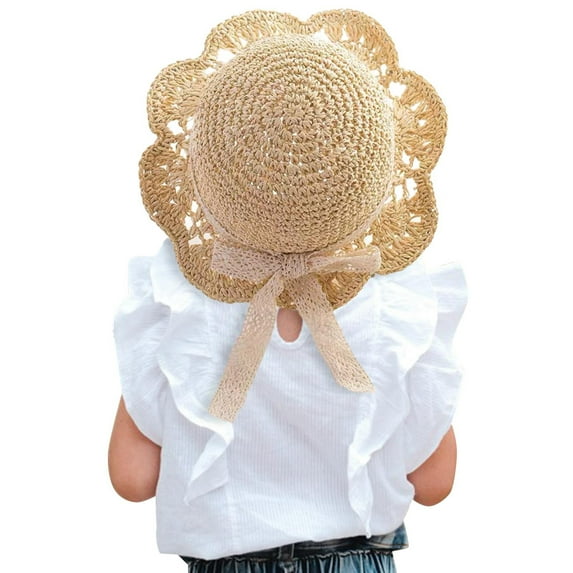 AJIWYH Toddler Straw Hat,Sun Hats for Girl UV Protection,Girl Sun Hat (White,S)