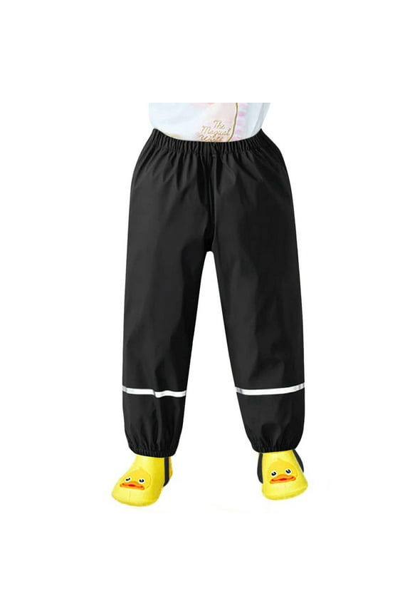 Toddlers Boys Girls Rain Pants Mud Proof Lightweight Reflective Waterproof Unisex Rain Wear Black,5-6 Years