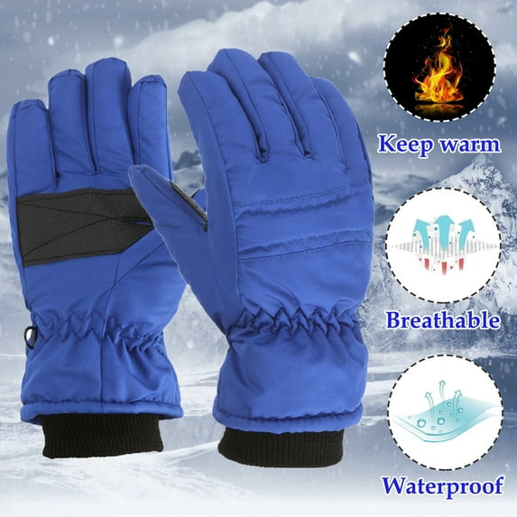 AJIWYH Winter Gloves,Kids Winter Gloves Waterproof Ski Snowboard Gloves for Ourdoor Sports, Boys and Girls Cold Weather Bike Gloves Kids Black Gloves Blue,M