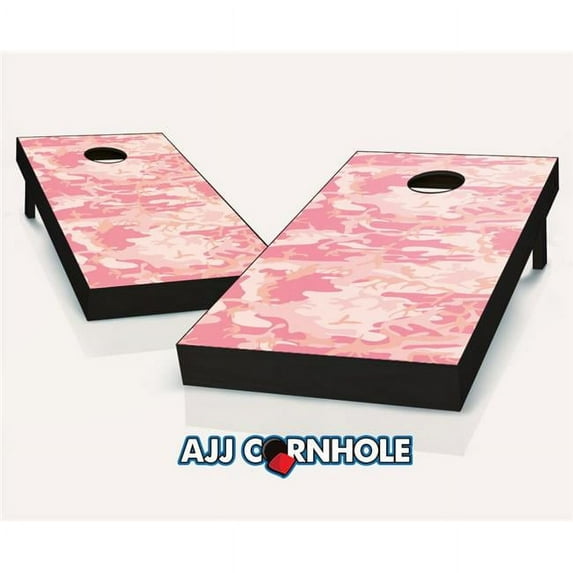 AJJCornhole 10-PinkCamo Pink Camo Theme Cornhole Set with Bags - 8 x 24 x 48 in.