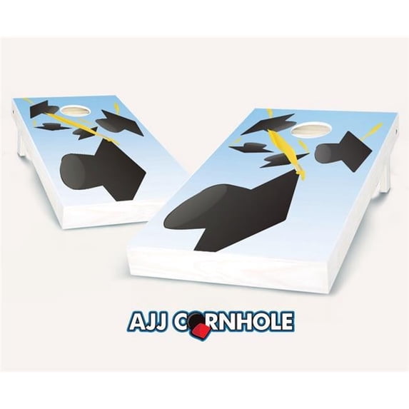 AJJCornhole 107-FallingCaps Falling Caps Graduation Theme Cornhole Set with Bags - 8 x 24 x 48 in.