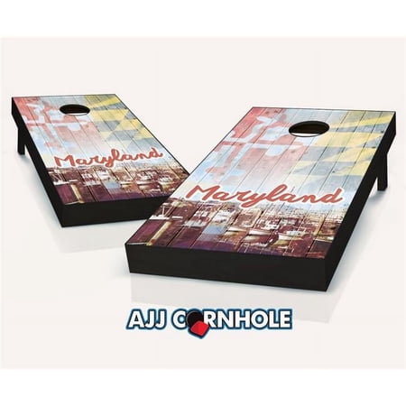 AJJCornhole 107-VintageMaryland Vintage Maryland Theme Cornhole Set with Bags - 8 x 24 x 48 in.