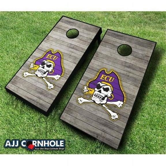 AJJCornhole 110-EastCarolinaDistressed East Carolina Pirates Distressed Theme Cornhole Set with Bags - 8 x 24 x 48 in.
