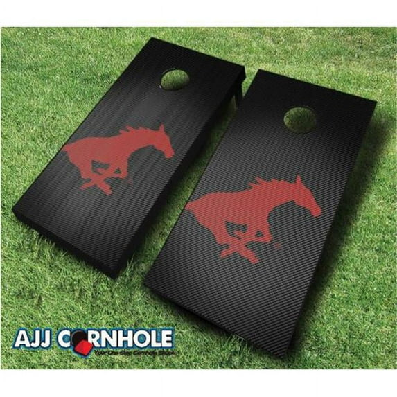 AJJCornhole 110-SouthernMethodistSlanted SMU Mustangs Slanted Theme Cornhole Set with Bags - 8 x 24 x 48 in.