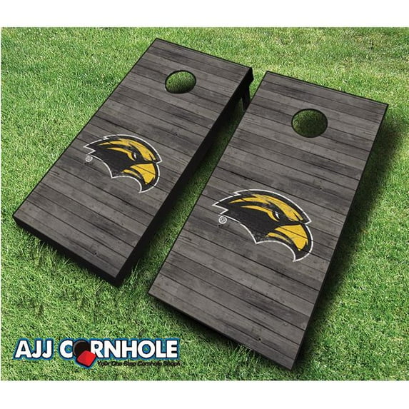 AJJCornhole 110-SouthernMissDistressed Southern Miss Golden Eagles Distressed Theme Cornhole Set with bags - 8 x 24 x 48 in.