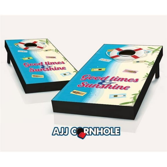AJJCornhole 107-BeachTheme Beach Theme Theme Cornhole Set with Bags - 8 x 24 x 48 in.
