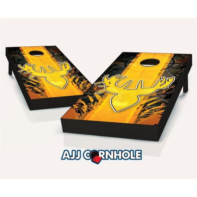 Framed Deer Theme Cornhole Set with Red and Blue Bags