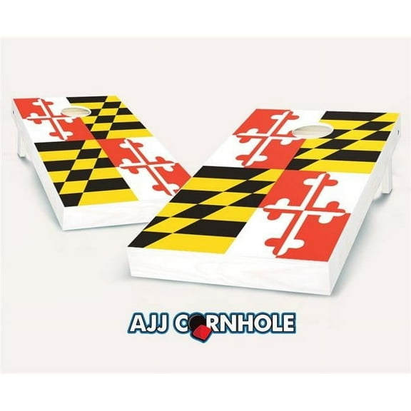 AJJCornhole  Maryland Flag Theme Cornhole Set with Bags - 8 x 24 x 48 in.