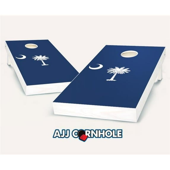 AJJCornhole South Carolina Flag Theme Cornhole Set with Bags - 8 x 24 x 48 in.