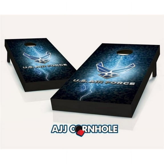 AJJCornhole  US Air Force Lightning Theme Cornhole Set with Bags - 8 x 24 x 48 in.
