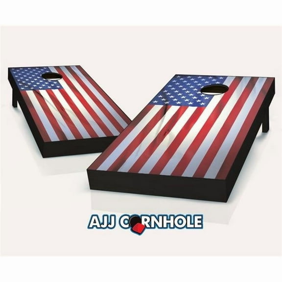 AJJCornhole Wrinkled American Flag Cornhole Set with bags - 8 x 24 x 48 in.
