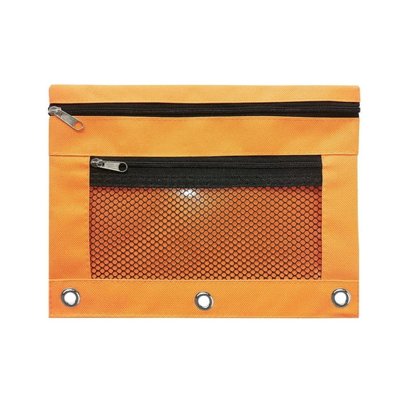 Chamoist 2PC Large Pencil Pouch for 3 Ring Binder Black,Mesh Zipper Pencil Case,Pen Bag/Pen Case,Zippered Binder Fabric Pencil Pouch 3 Rings with Clear WindowSmall Cosmetic bag,Storage Container