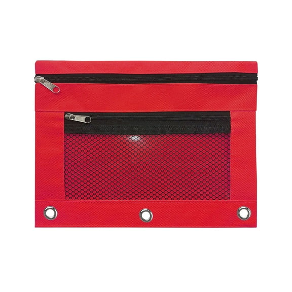 AJKSFHIU 2PC Large Pencil Pouch for 3 Ring Binder Black,Mesh Zipper Pencil Case,Pen Bag/Pen Case,Zippered Binder Fabric Pencil Pouch 3 Rings with Clear WindowSmall Cosmetic bag,Storage Container