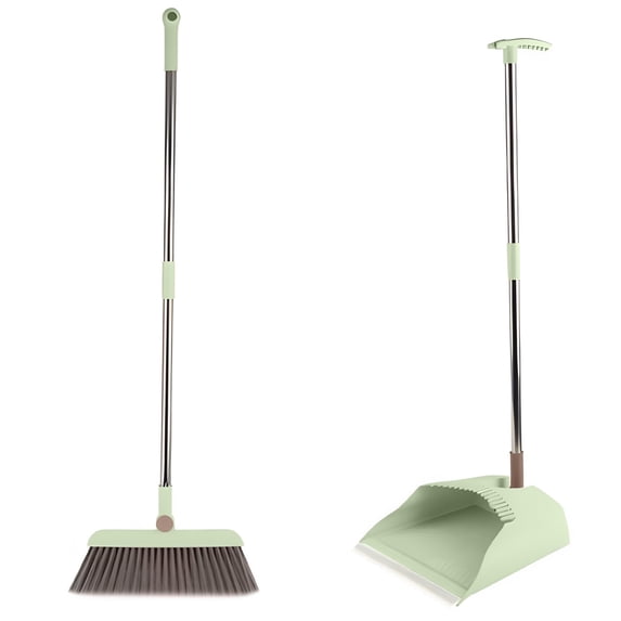 AJKSFHIU Broom and Dustpan Set for Home,Upright Long Handle Broom and Dustpan Set,Sweeper Dustpan Set Combo Household Soft Bristle Sweeping Suitable for Home