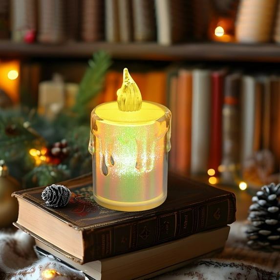 Chamoist Christmas Flameless Candles,Christmas Decorations Candles Lights,Christmas LED Simulation Color Candle Light Night Light Decoration Light Bedroom Bedside Lamp Qixi Presentation Props