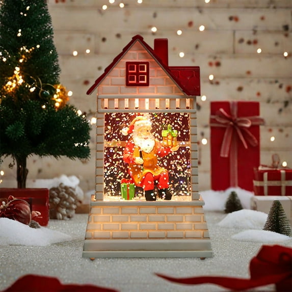 AJKSFHIU Christmas Village Houses,Vintage Christmas Ornaments,Christmas Miniatures Figurines,Christmas Decoration Santa Claus Nightlight,Christmas Small House Decoration Luminous Christmas Gift
