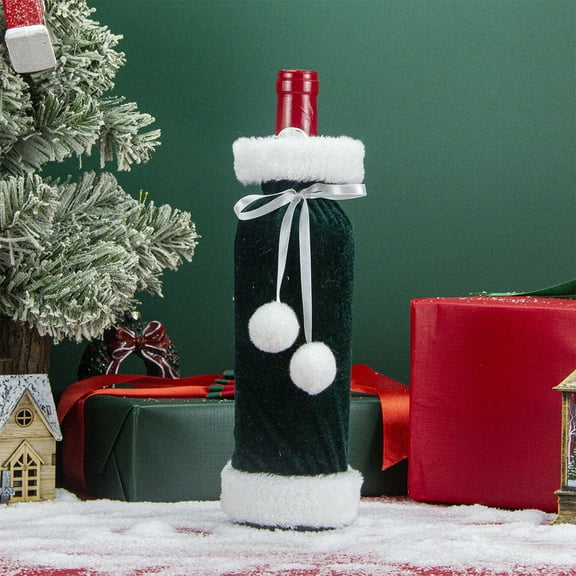 AJKSFHIU Christmas Wine Bottle Sweater Cover,Christmas Cute Wine Bottle Covers,Christmas Burlap Wine Gift Bags,Wine Bottle Set Christmas Decorations Velvet Plush Wine Bottle Bag Christmas Wine Set