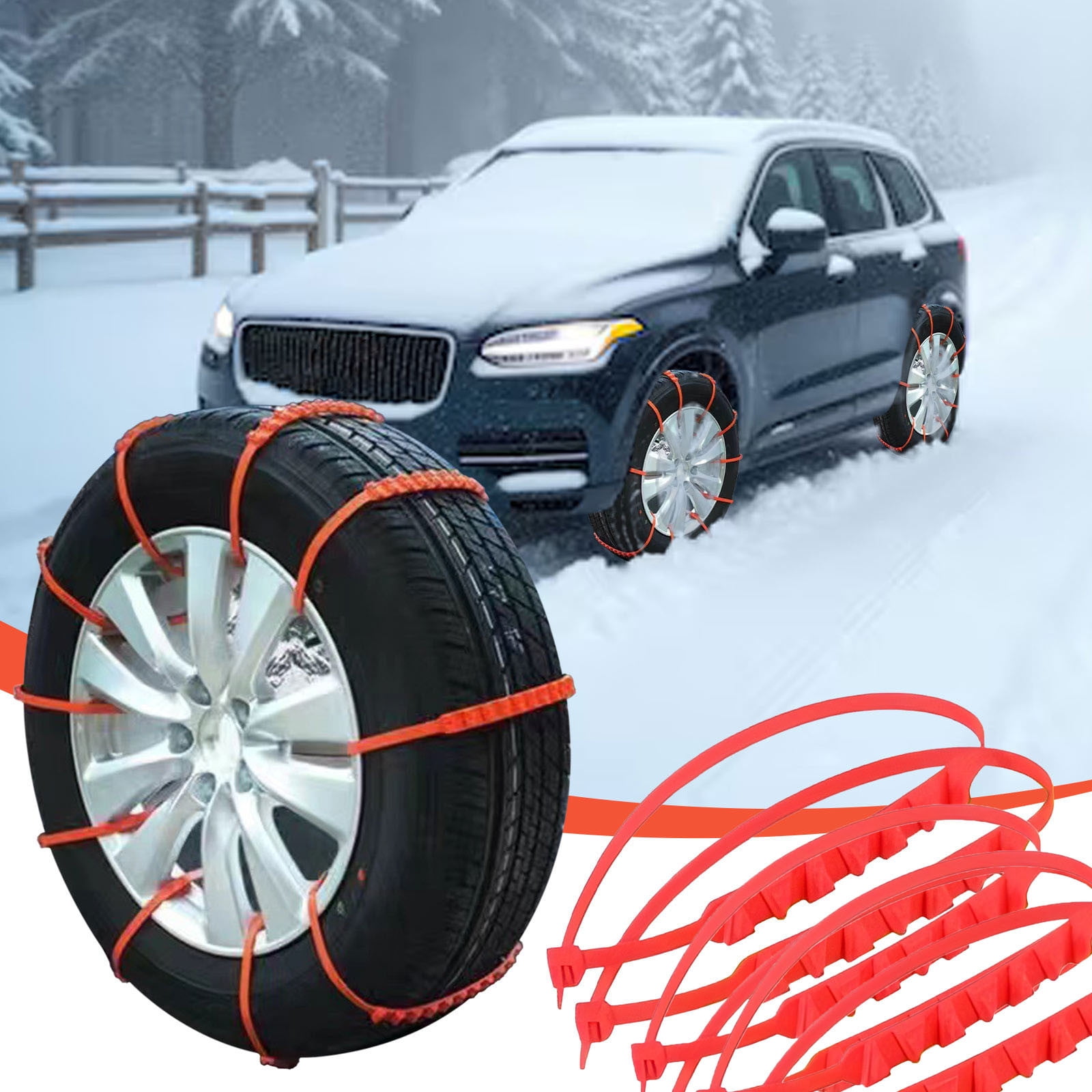 Tallew Emergency Anti Skid Car Tire Chains Mud Survival Security Chains Snow Chains Universal Cable Tire Belts Traction Car Tyres Chains For Truck Winter Tyre 175 To 295 Mm 0 6 X 37 Inches 20 Pcs