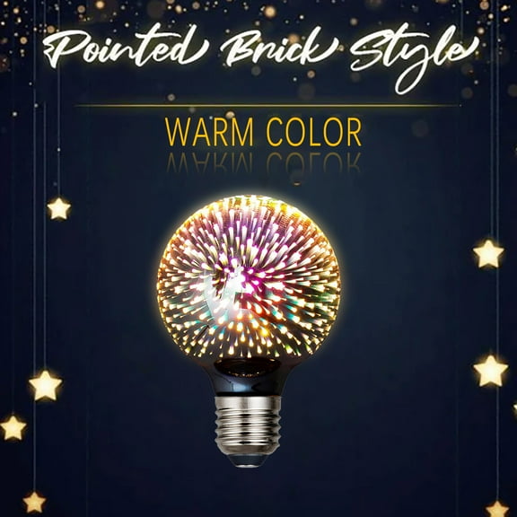 AJKSFHIU Firework Light Bulbs,LED Filament Lamp,LED Light Bulb,3D Fireworks Starry Light Bul,Multicolor Glass Vintage Starry Lamp for Holiday Party Disco Bar Christmas,3DFireworks LED Bulb