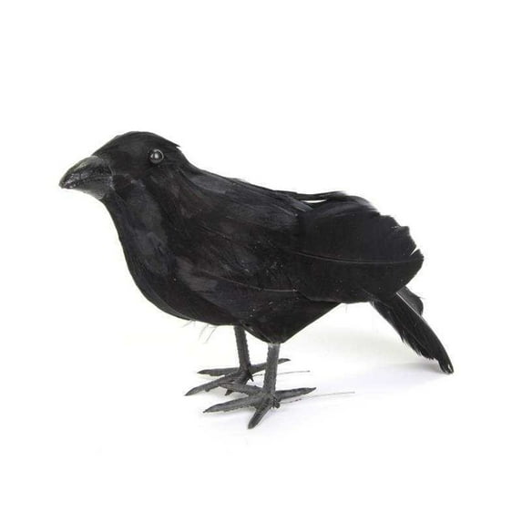 AJKSFHIU Halloween Crow Decorations,Realistic Handmade Crow Black Feathered Crow,Halloween Crows and Ravens Decor,Scary Black Ravens Birds for Outdoors and Indoors Halloween Decor