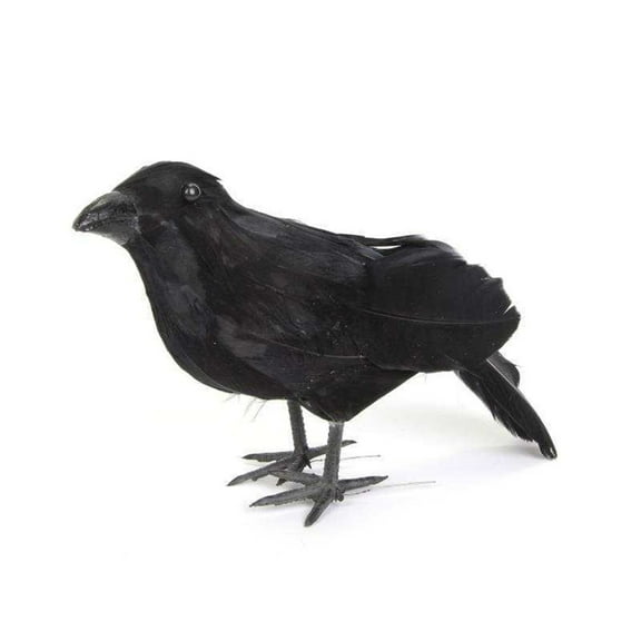 AJKSFHIU Halloween Crow Decorations,Realistic Handmade Crow Black Feathered Crow,Halloween Crows and Ravens Decor,Scary Black Ravens Birds for Outdoors and Indoors Halloween Decor