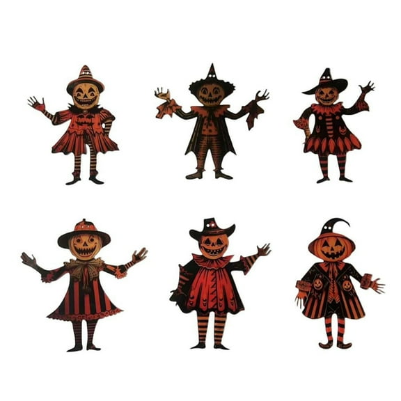 AJKSFHIU Halloween Party Decorations,Haunted Scene Setters Backdrop Banner Supplies,Halloween Retro Bunting Decoration,Cute Pumpkin Scarecrow,Acrylic Hanging Decoration Farm Wall Decoration