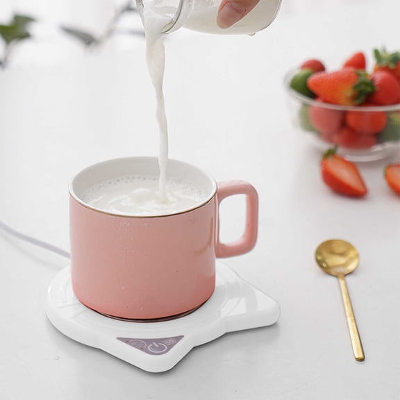 AJKSFHIU Intelligent Coaster, Christmas Candles Cordless Heating Pad ,Candle Wax Warmer, Warm Coffee Warmer, USB Cup Heating Mat Self Warming Mug ,Water Cup Warmer, Milk Cup Heater White Wax Cup