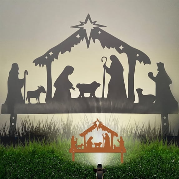 AJKSFHIU Nativity Set, Nativity Scene Indoor, Nativity Sets for Christmas Indoor, Nativity Scene Christmas Decor,Nativity Scene Indoor Table,Christmas Eve Metal Ornaments Wrought Iron Silhouettes