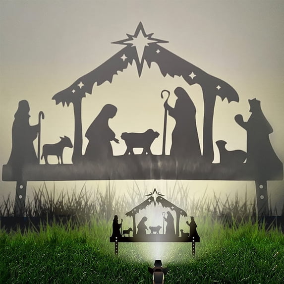 Chamoist Nativity Set, Nativity Scene Indoor, Nativity Sets for Christmas Indoor, Nativity Scene Christmas Decor,Nativity Scene Indoor Table,Christmas Eve Metal Ornaments Wrought Iron Silhouettes