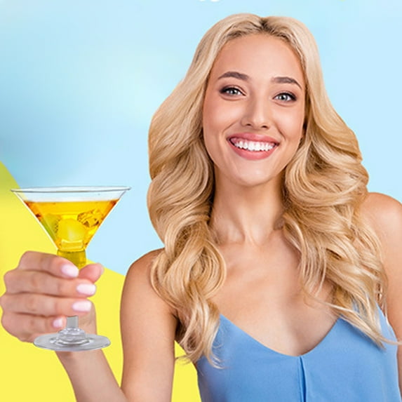 AJKSFHIU Plastic Martini Glasses,6 Pack Plastic Martini Glasses,Disposable Cocktail Glasses, Tall Appetizer Dessert Cups, Unbreakable Wine Shooter Glasses for Wine Champagne Ice Cream