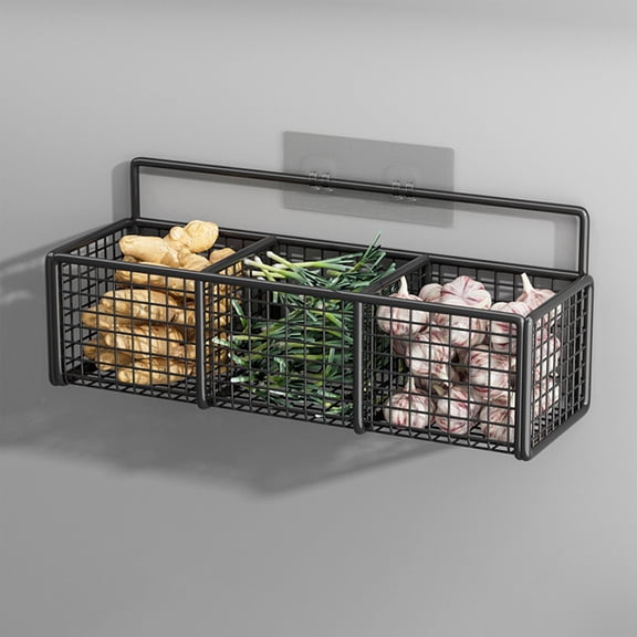 Chamoist Summer Savings!Onion Ginger Garlic Storage Basket,Shower Holder Organizer,Seasoning Hanging Shelf Draining Shelf Kitchen Organizers Rack Sponge Holder Carbon Steel Metal Wall Mount