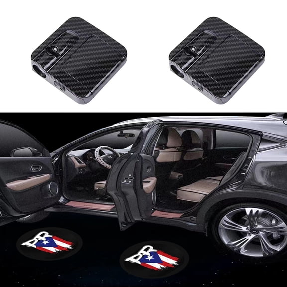 AJLOTMO Car Door Lights Logo Projector 2PCS Car Wireless Door Welcome Light,Car Door Logo Lights Step Lights Shadow Lights Compatible with Puerto Rico flag