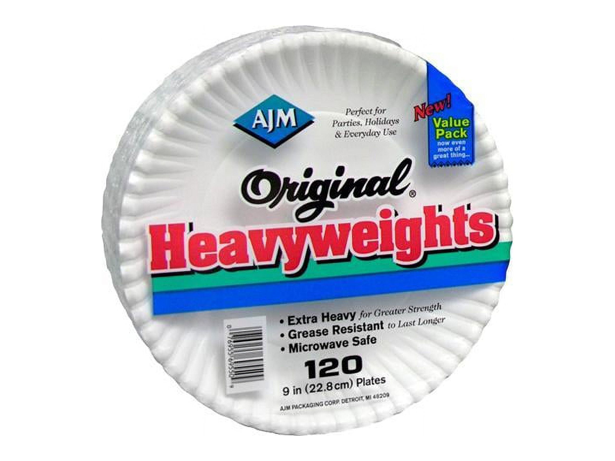 AJM Packaging Corporation OH9AJBXWHCT Plates, Heavyweight Paper, 9", 960/CT, White