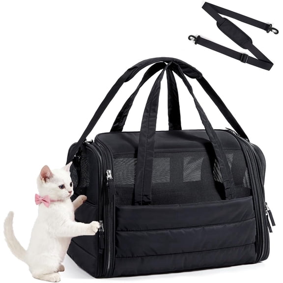 AJOHBM Cat Carrier, Pet Carrier Airline Approved,Soft-Sided Pet Carrier for Small/Medium Cats Dogs up to 20lbs, Collapsible Waterproof Puppy Bag with Safety Leash for Home Outdoor Travel