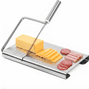AJOHBM Cheese Slicer, Stainless Steel Butter Cutter for Block Cheese with Board and Measuring Grids