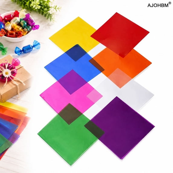 AJOHBM Colored Cellophane Paper Sheets 8x8 Inch, 240 Pcs Transparent ...
