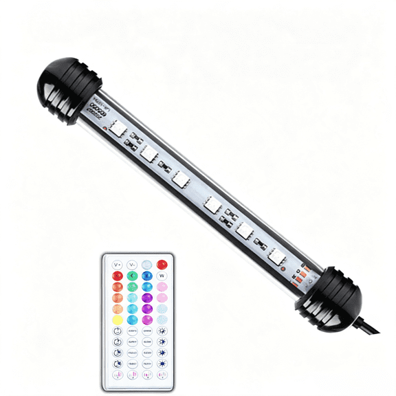 AJOHBM LED Aquarium Light with Built-in Timer, 16 Colors RGB Fish Tank Light with 4 Music Modes, IP68 Waterproof for 18-20 Inch Tanks