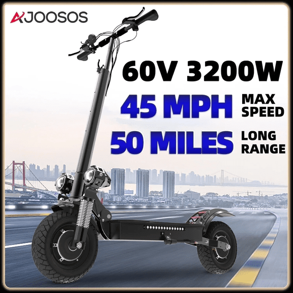 AJOOSOS X700 Electric Scooter for Adults, 3200W Dual Motors, 45 mph Max Speed, 50 Miles Range, Fast Off-Road E-Scooter with Dual Suspension, Foldable, UL2272 Certified