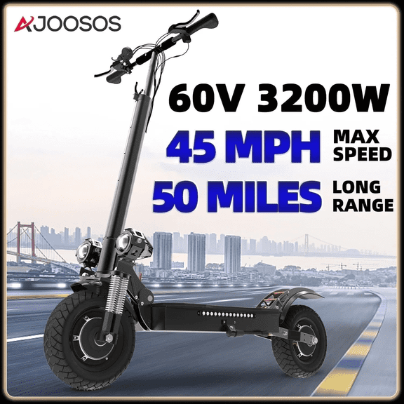 AJOOSOS X700 Electric Scooter for Adults, 3200W Dual Motors, 45 mph Max Speed, 50 Miles Range, Fast Off-Road E-Scooter with Dual Suspension, Foldable, UL2272 Certified
