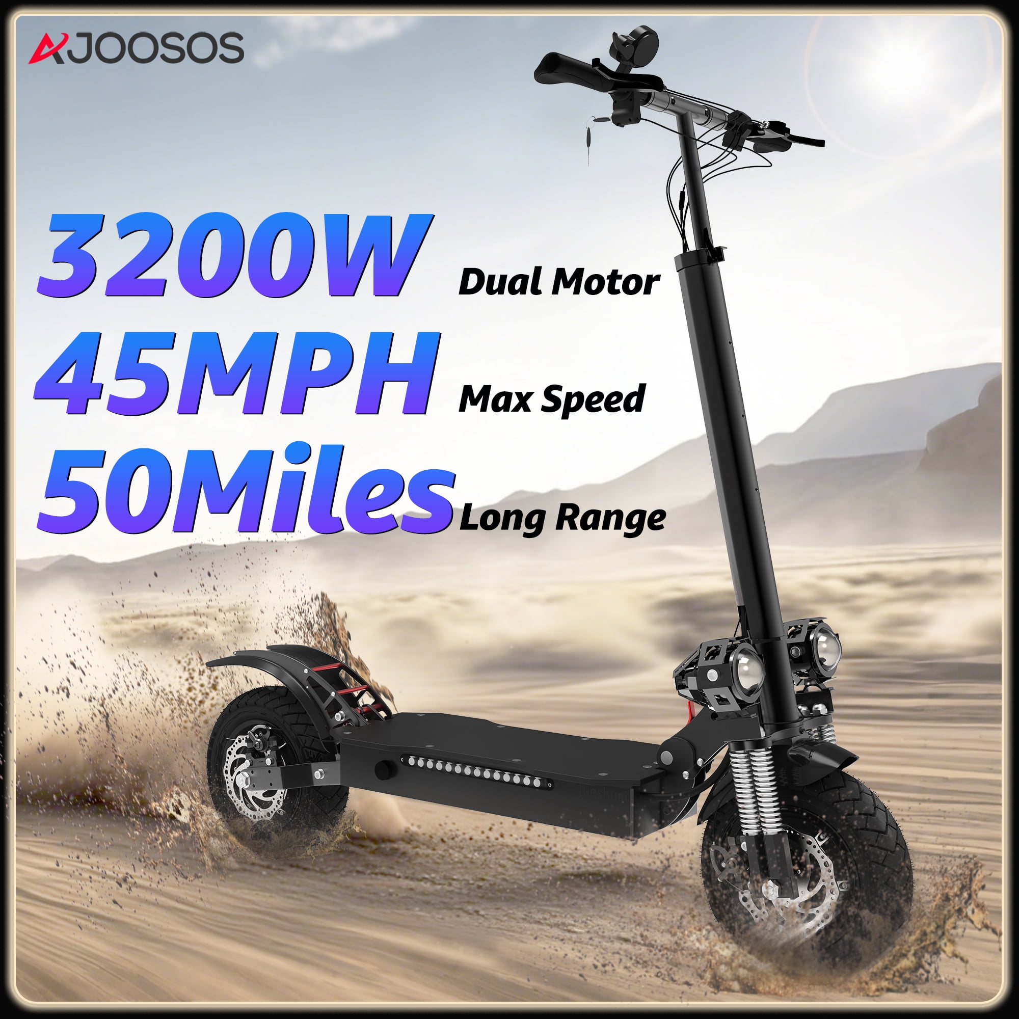 AJOOSOS X700 Adult Electric Scooter, 45 mph Max Speed, 50 Miles Range, 60V 3200W Dual Motor, Foldable E Scooter