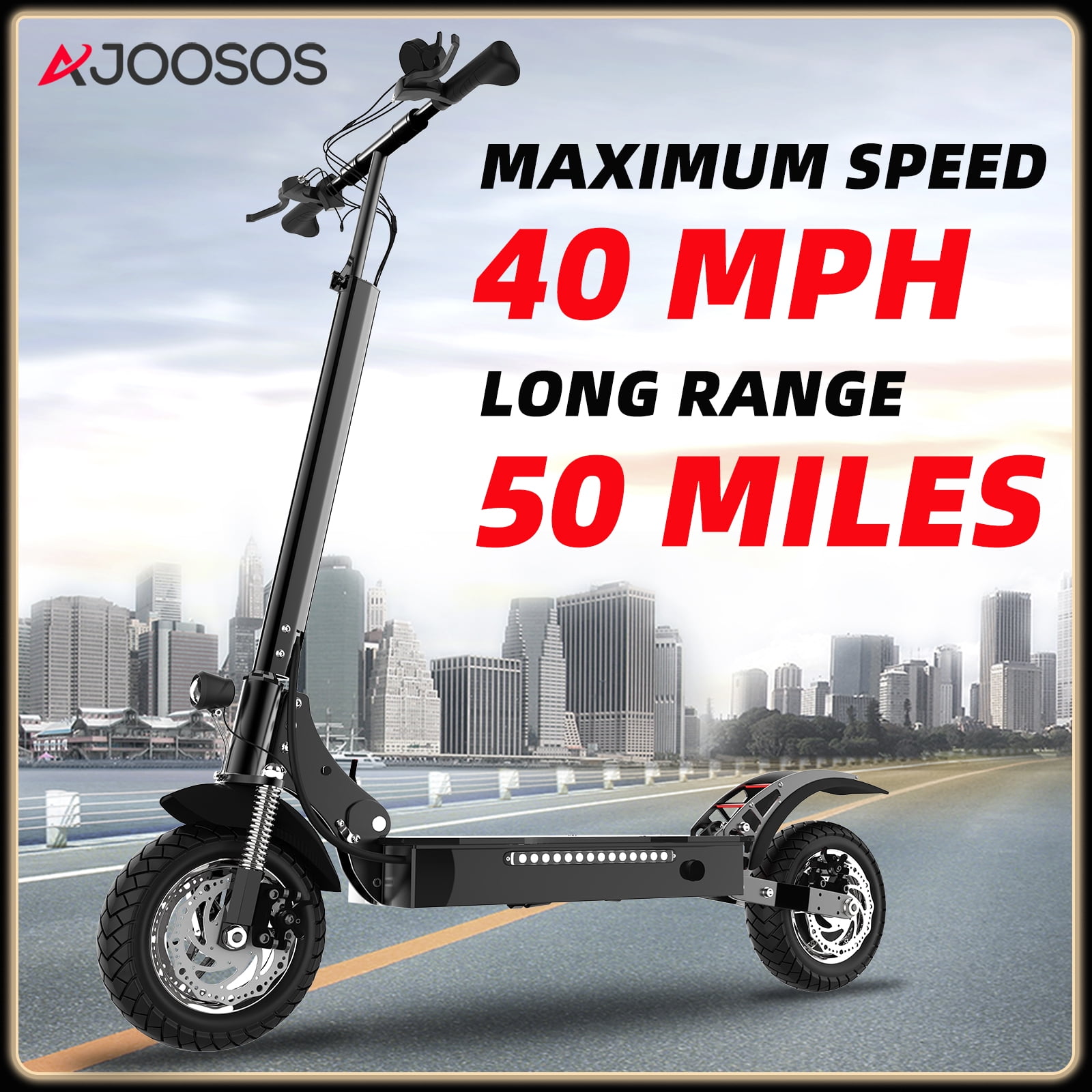 AJOOSOS X750 Adult Electric Scooter, 1600W Motor, 40 mph Max Speed, 50 Miles Long Range, Foldable E-Scooter Commuting, Dual Suspension, UL2272 Certified