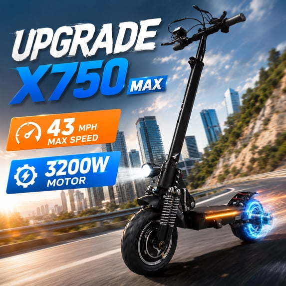 AJOOSOS X750 MAX Electric Scooter, 43 mph Max Speed, 50 Miles Long Range, 3200W Motor, Foldable Scooter Electric for Adults
