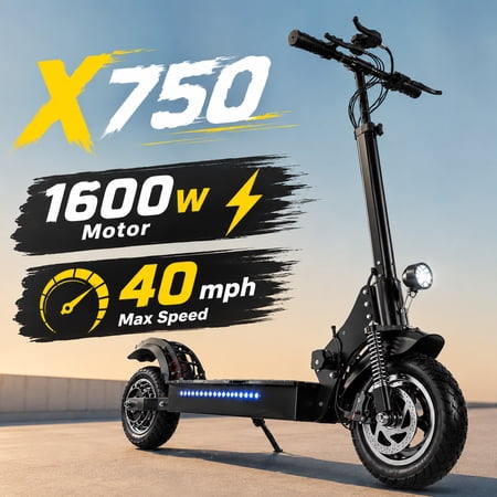 AJOOSOS X750 Electric Scooter Adults, 1600W Motor, 40 mph Max Speed, 50 Miles Long Range, Foldable E-Scooter for Commuting, UL2272 Certified