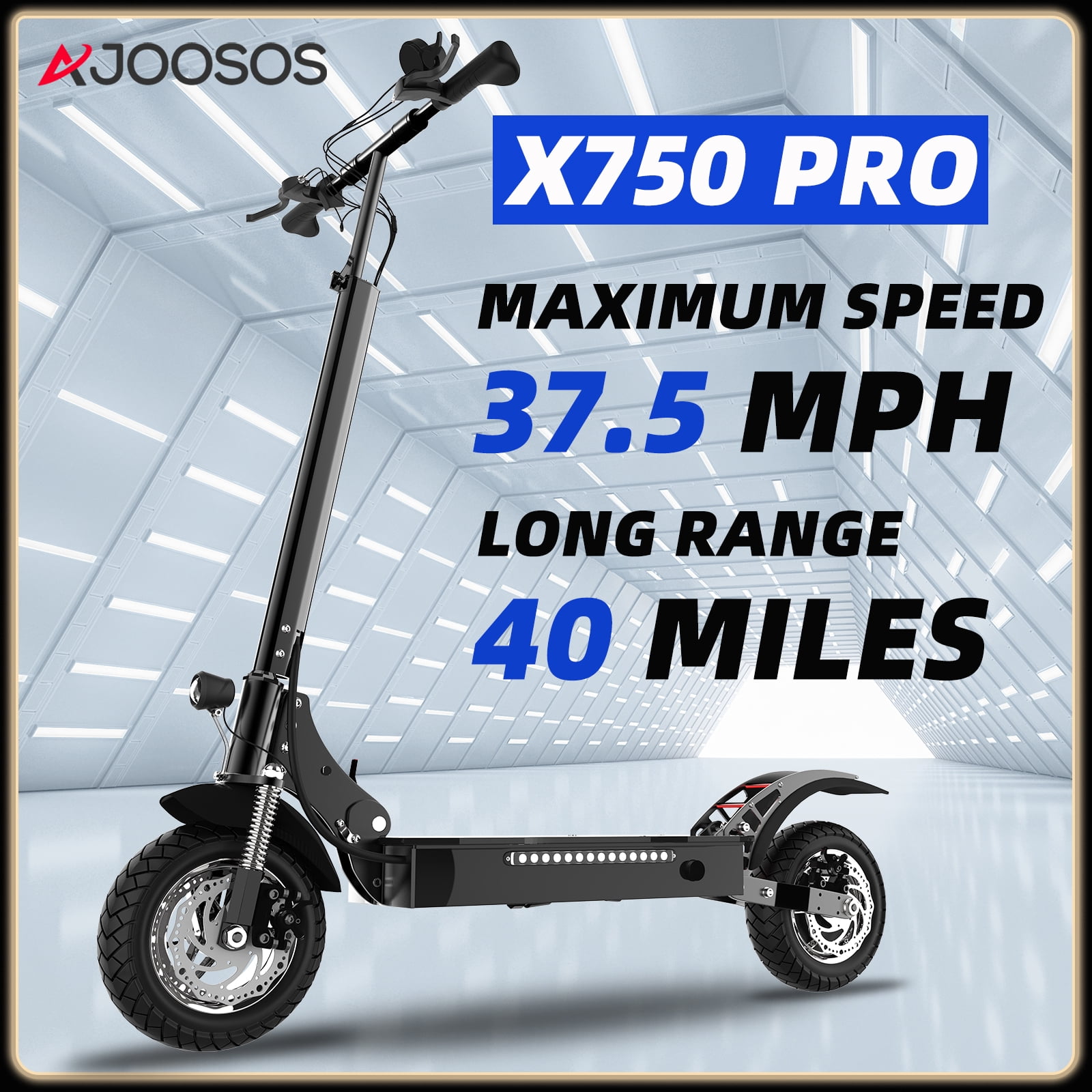 AJOOSOS X750 Pro Electric Scooter for Adults - 37.5 mph Top Speed, 40 Miles Long Range, 10 Inch Pneumatic Tire, 300 Lbs Max Load, Foldable E-Scooter