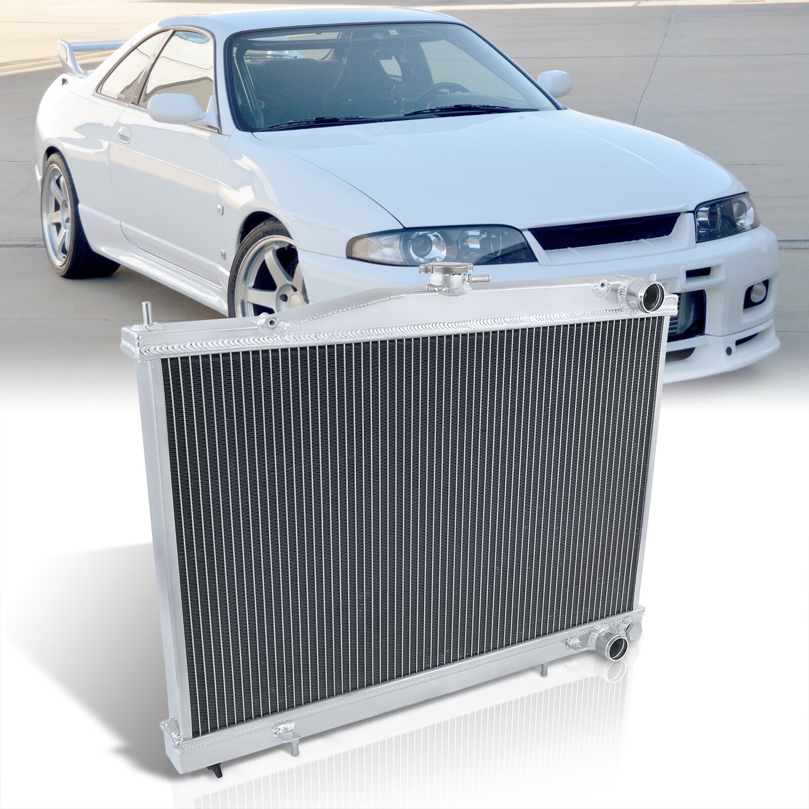 AJP Distributors 2 Row Dual Core Aluminum Cooling Radiator Compatible/Replacement For Nissan
