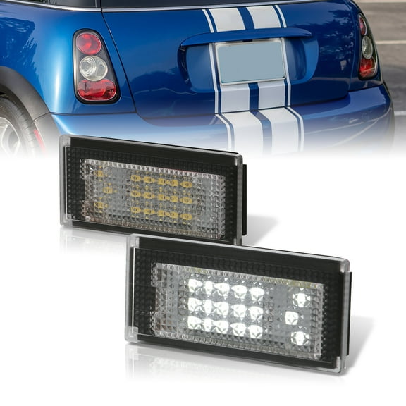 AJP Distributors 2PCS Rear Bumper White SMD LED License Plate Lights Lamps Assembly Pair Compatible/Replacement For Mini Cooper S R50 R53 Hatchback R52 Convertible 2002 2003 2004 2005 2006 2007 2008