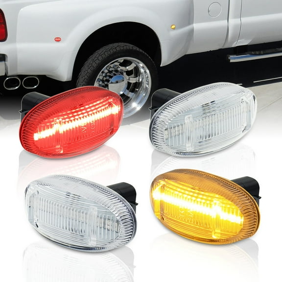 AJP Distributors 4PC Clear LED Fender Side Marker Lights Lamps Compatible/Replacement For Ford F250 F350 F450 F550 Super Duty Dually Wheels 2011 2012 2013 2014 2015 2016 2017 2018 2019 2020 2021 2022