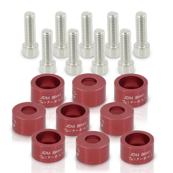 AJP Distributors 9PCS M8x1.25 Exhaust Header Manifold Cup Washer Bolts Red Compatible/Replacement For Honda Civic Prelude S2000 AP1 AP2 Acura Integra RSX DC5 B16 B18 B20 D15 D16 F20 F22 K20 l4 Engine