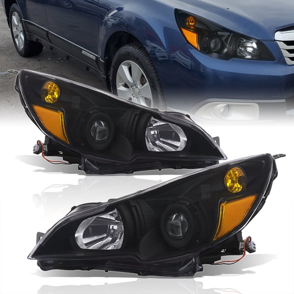 AJP Distributors Black Amber Corner Signal Headlights Headlamp Head Light Lamps Assembly Driver Passenger LH RH Compatible/Replacement For Subaru Legacy Outback 2010 2011 2012 2013 2014 10 11 12 13 14